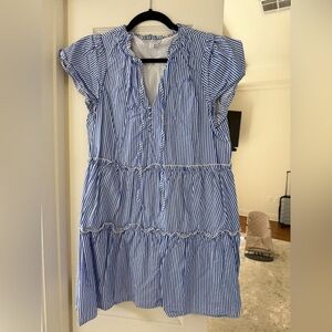 Sugarlips Blue and White Striped Kids Dress